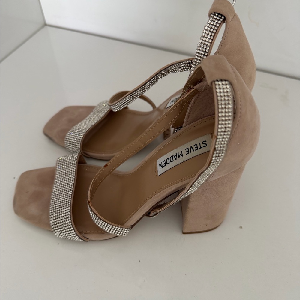 Steve Madden Beige Rhinestone Heels - Picture 2 of 5